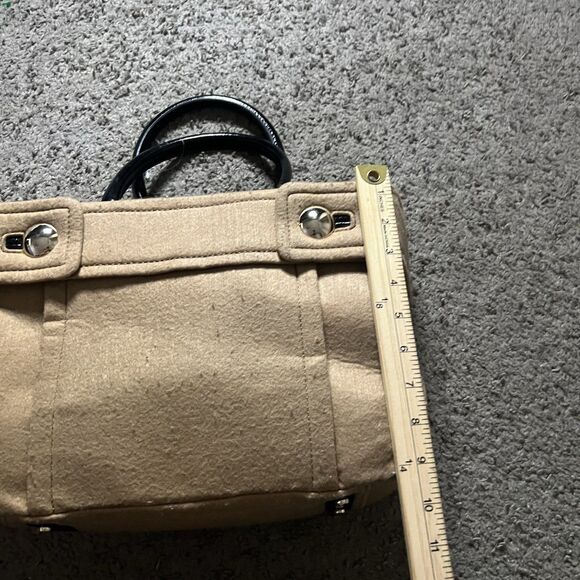 Kate Spade Tote Bag Brown Wool Studs One Shoulder - Picture 5 of 8